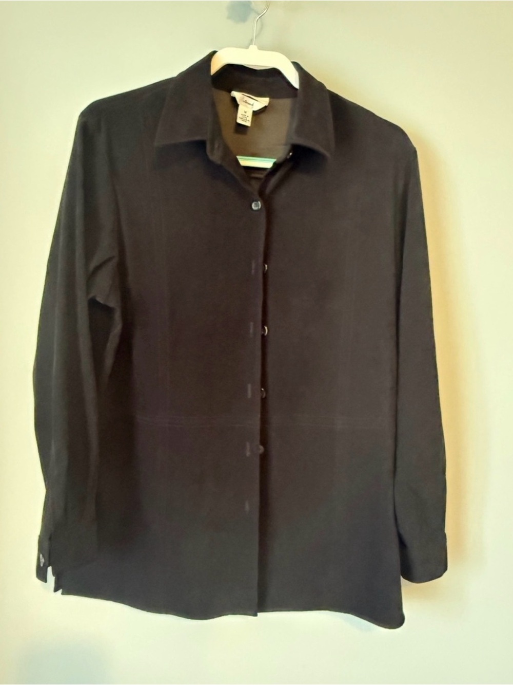 Talbots Women's Black Stretch Button-Up Shirt, Size Medium